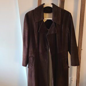 Vintage brown suede duster trench coat S